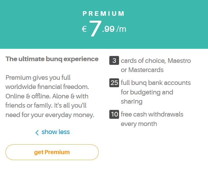 premium bunq rekening